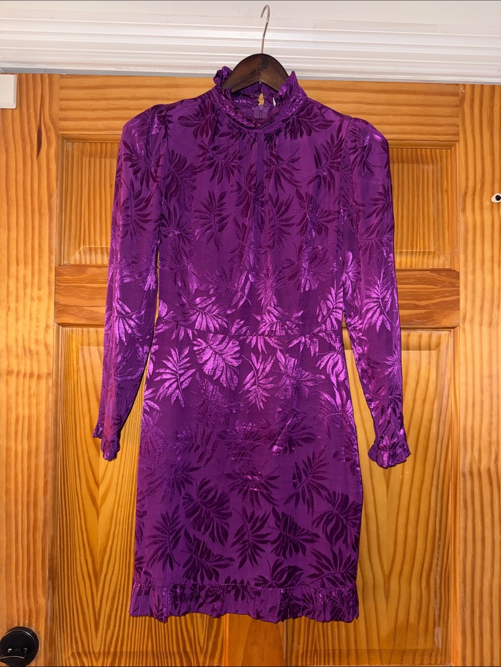Adelyn Rae Purple Floral Long-Sleeve Dress size xs